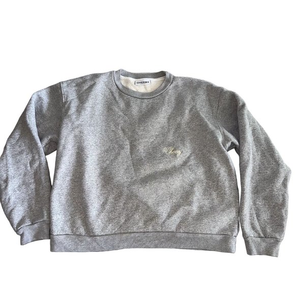 Cherry LA Light Grey Logo Embroidered Pullover Crewneck Sweatshirt Mediu… - Picture 1 of 7